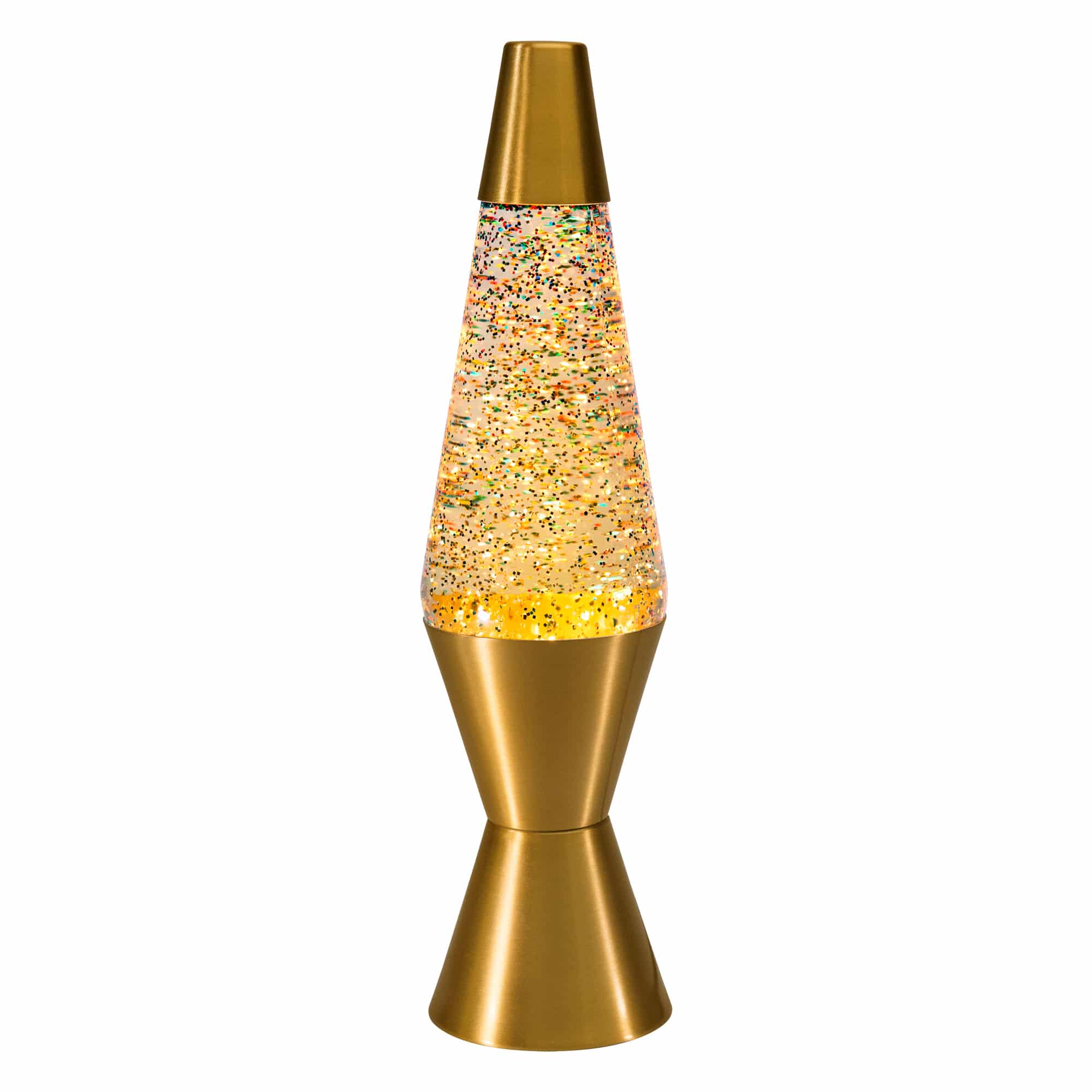 14.5" Lava Lamp Rainbow Glitter – Clear/Gold